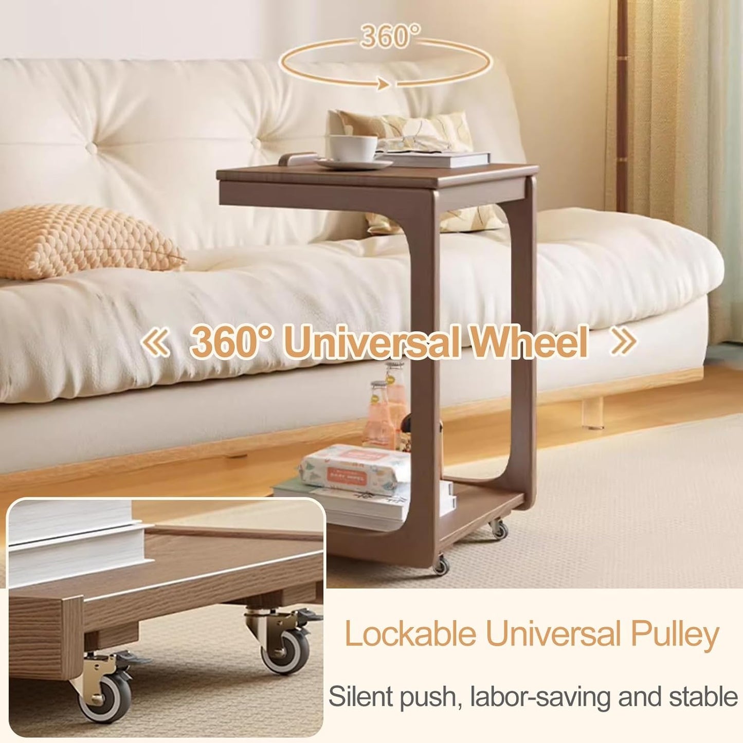 Movable C Shaped Side Table