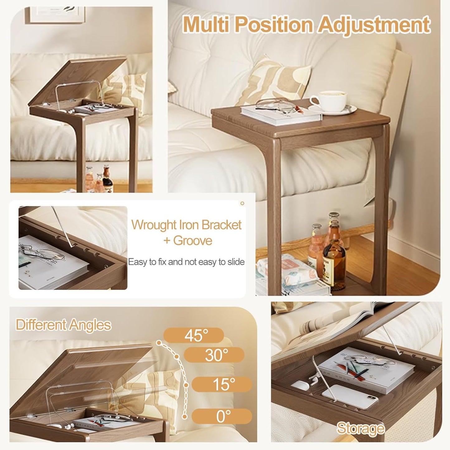 Movable C Shaped Side Table